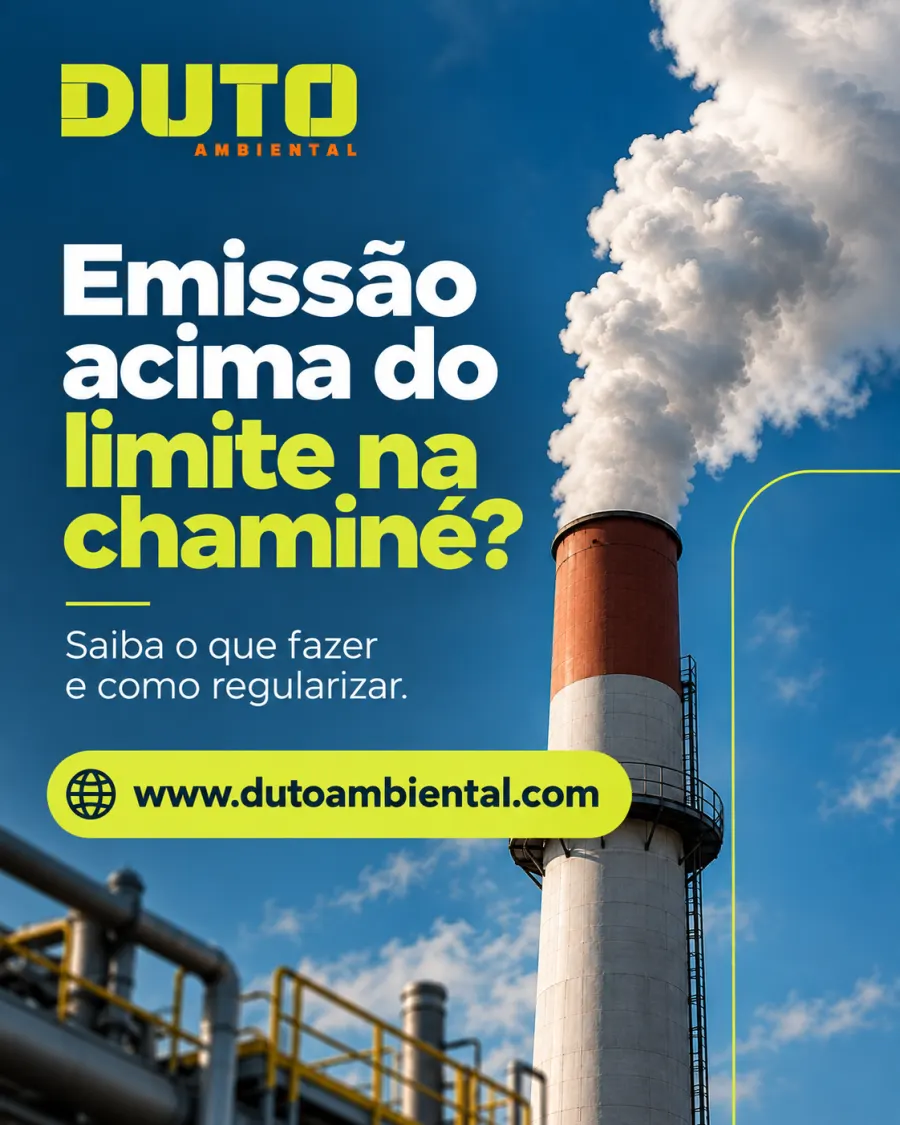 Arte da Duto Ambiental: emissão acima do limite na chaminé – o que fazer e como regularizar, com chaminé industrial emitindo fumaça